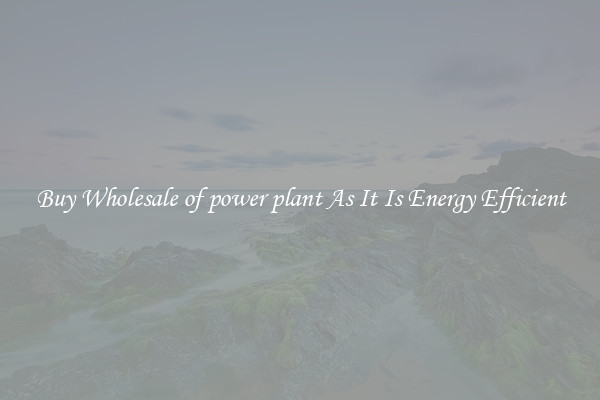 Buy Wholesale of power plant As It Is Energy Efficient