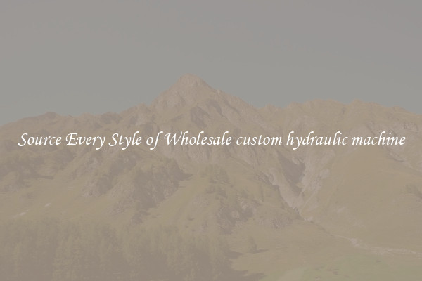 Source Every Style of Wholesale custom hydraulic machine